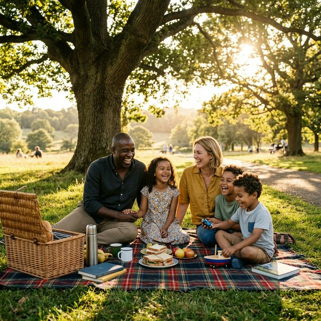 Church congregation gathering together outdoors